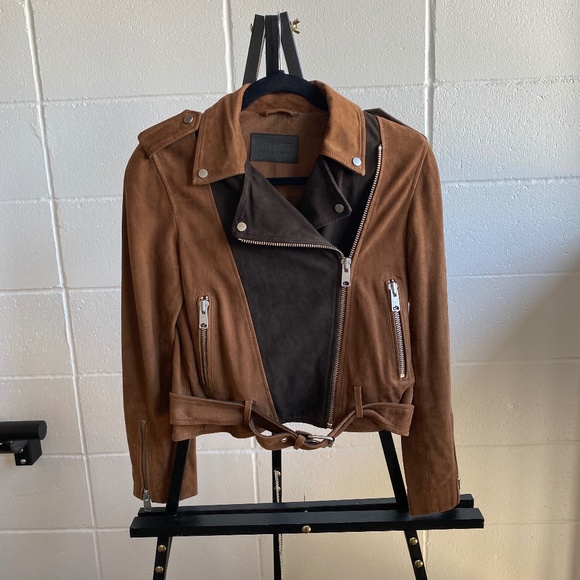 All Saints Two Tone Leather Jacket - Picture 2 of 6